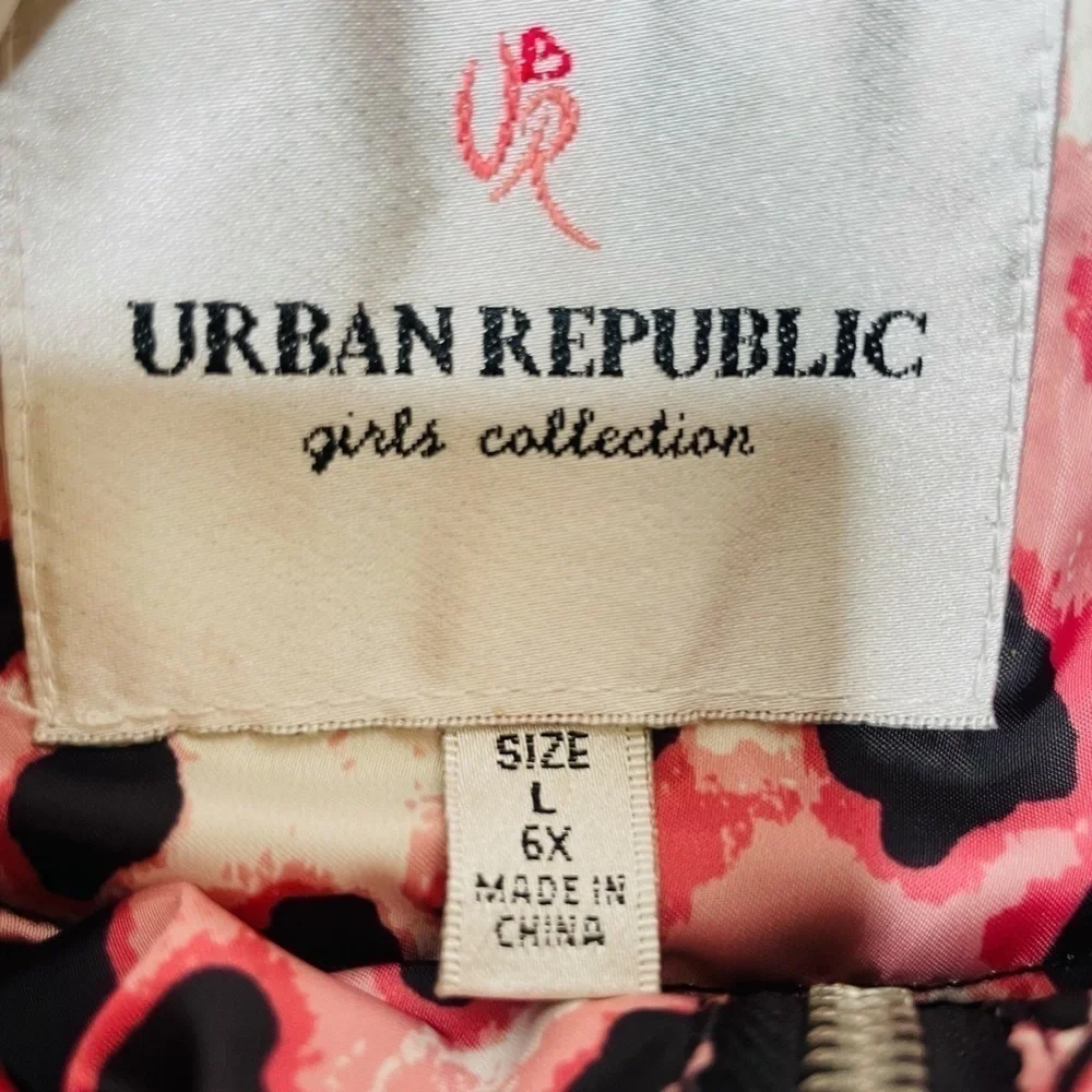 URBAN Republic Girl’s Pink Leopard Animal Print Bomber Jacket Size L/6X